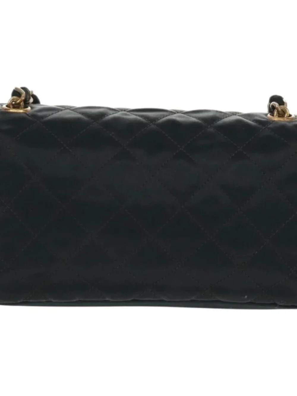 CHANEL Mini Matelasse 18 Chain Shoulder Bag Satin Black Gold CC Auth 159010V